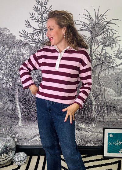 Lea Striped Knit Rugby Top