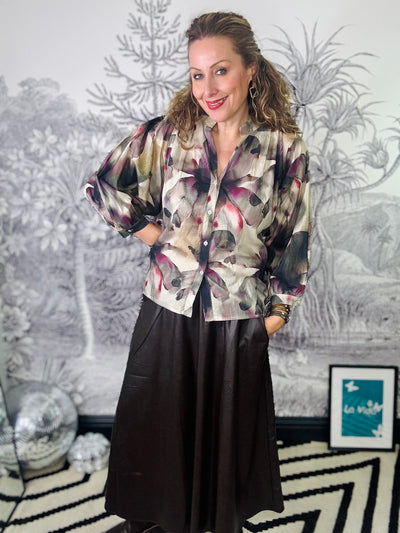 Filora Blouse in Plum Flower