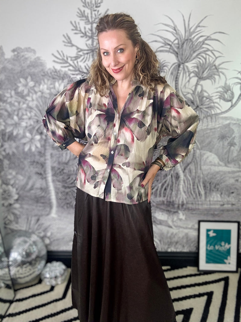 Filora Blouse in Plum Flower