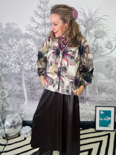 Filora Blouse in Plum Flower