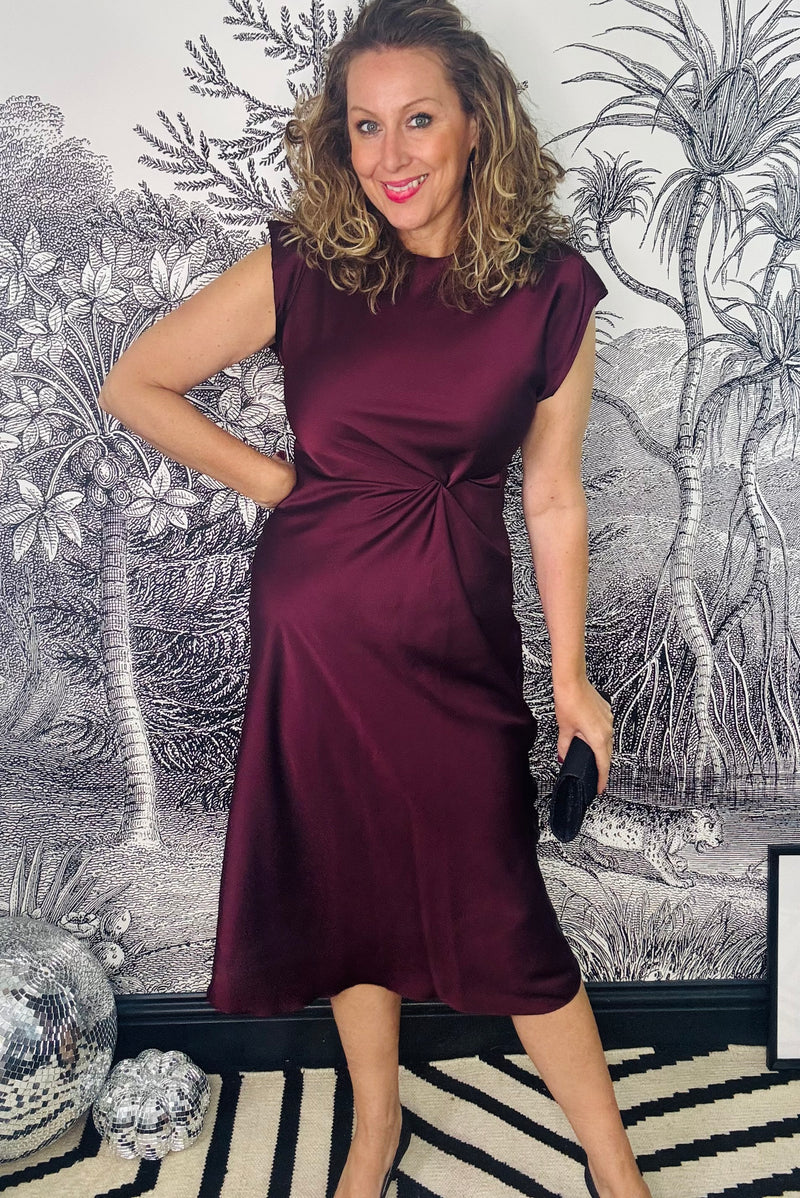 Zuri Satin Feel Twist Knot Dress