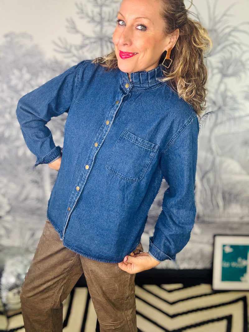 Gwen Denim Frill Collar Shirt