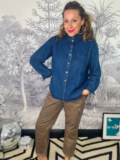 Gwen Denim Frill Collar Shirt