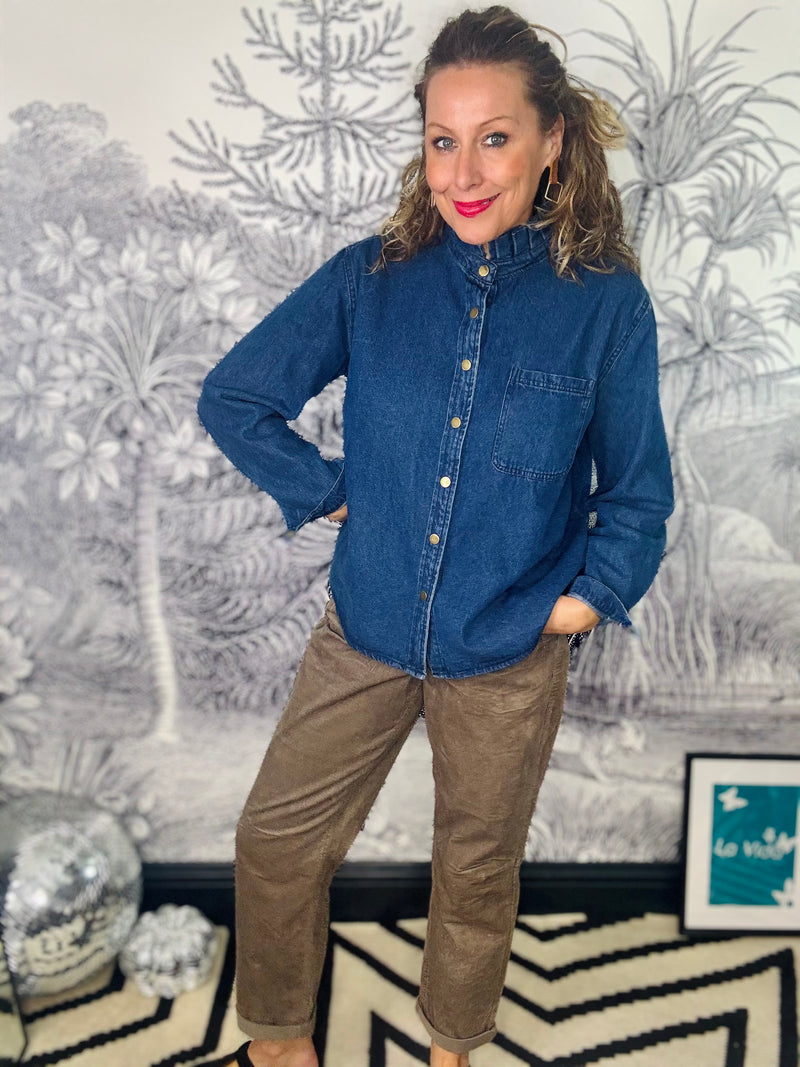 Gwen Denim Frill Collar Shirt