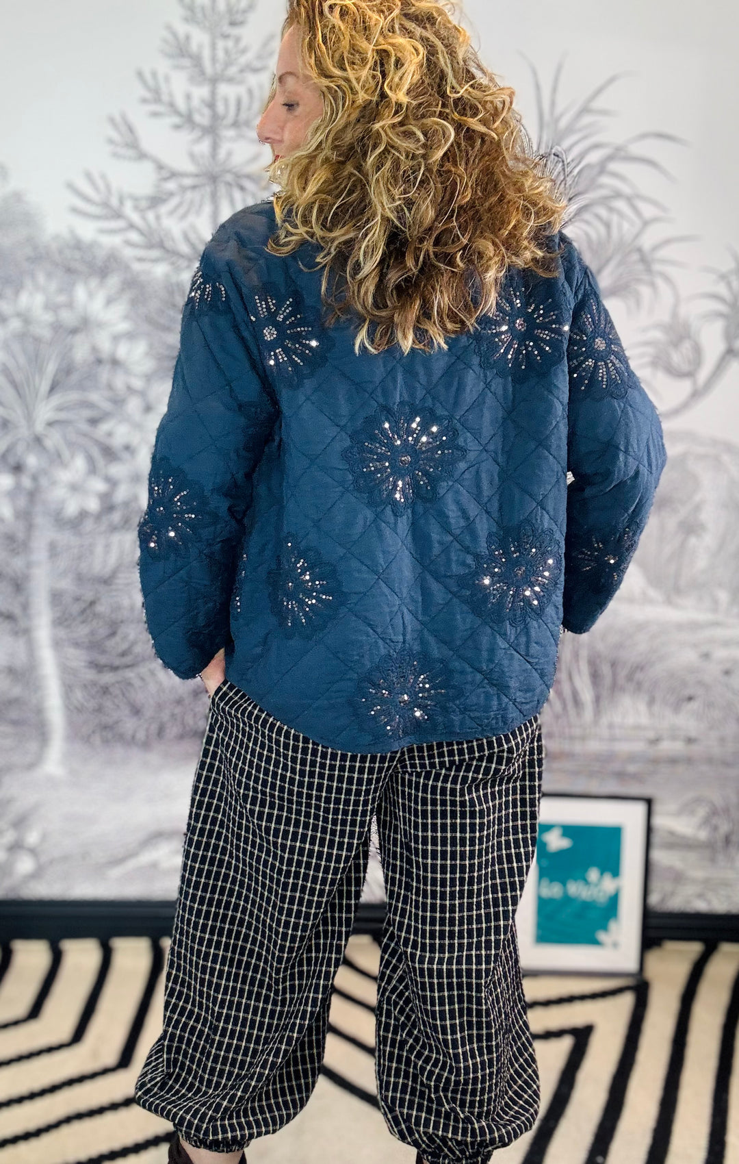 Sarah Starburst sequin Quilted Long Sleeve Jacket