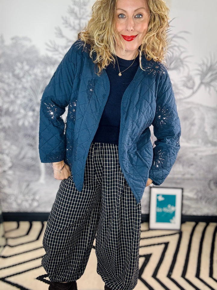 Sarah Starburst sequin Quilted Long Sleeve Jacket