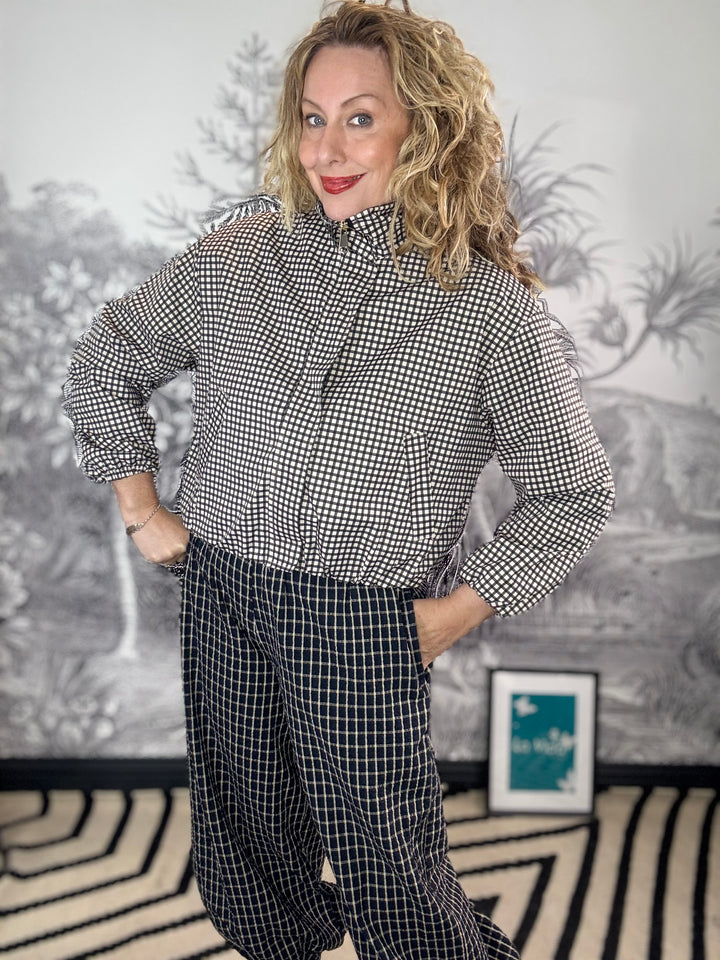 Charlie Check gingham zip-up bomber jacket