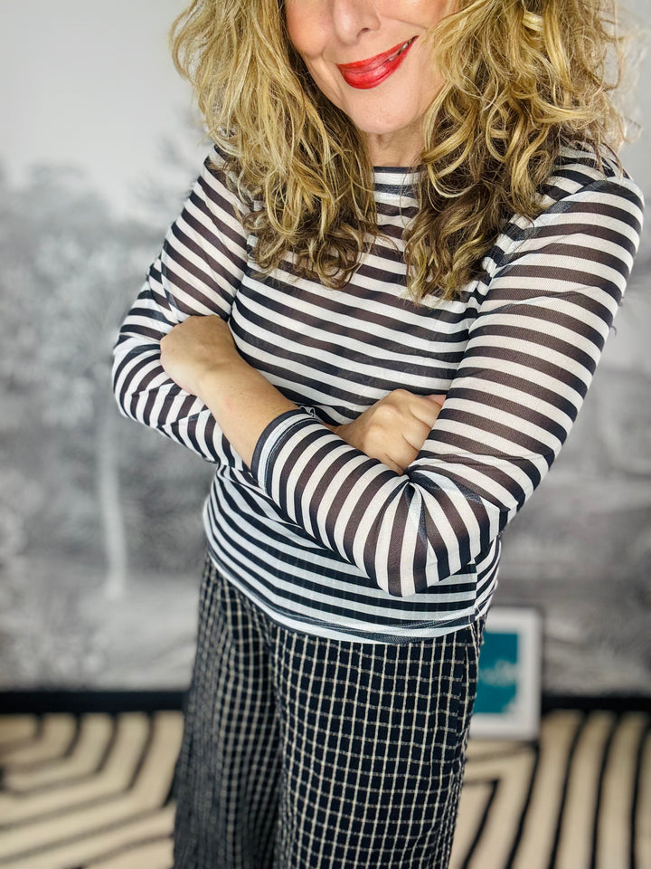 Belinda Breton Stripe Print Mesh Top