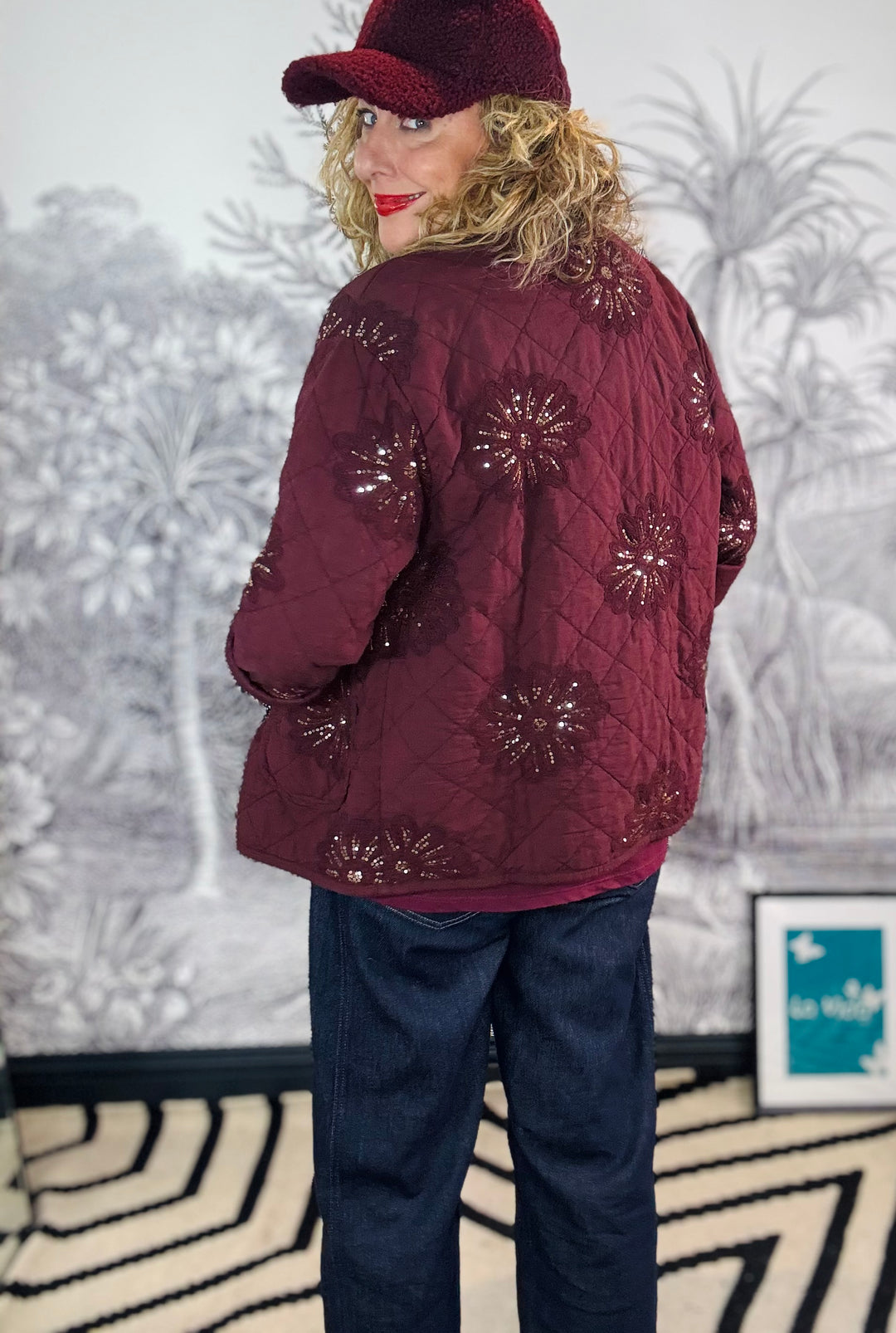 Sarah Starburst sequin Quilted Long Sleeve Jacket