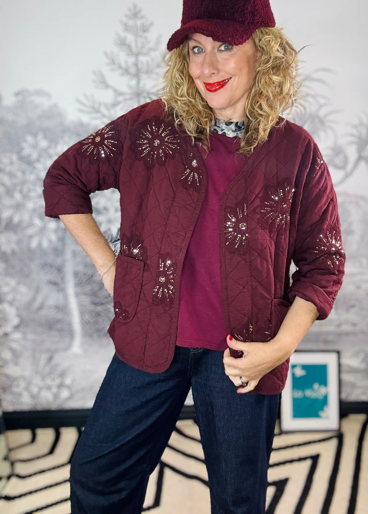 Sarah Starburst sequin Quilted Long Sleeve Jacket