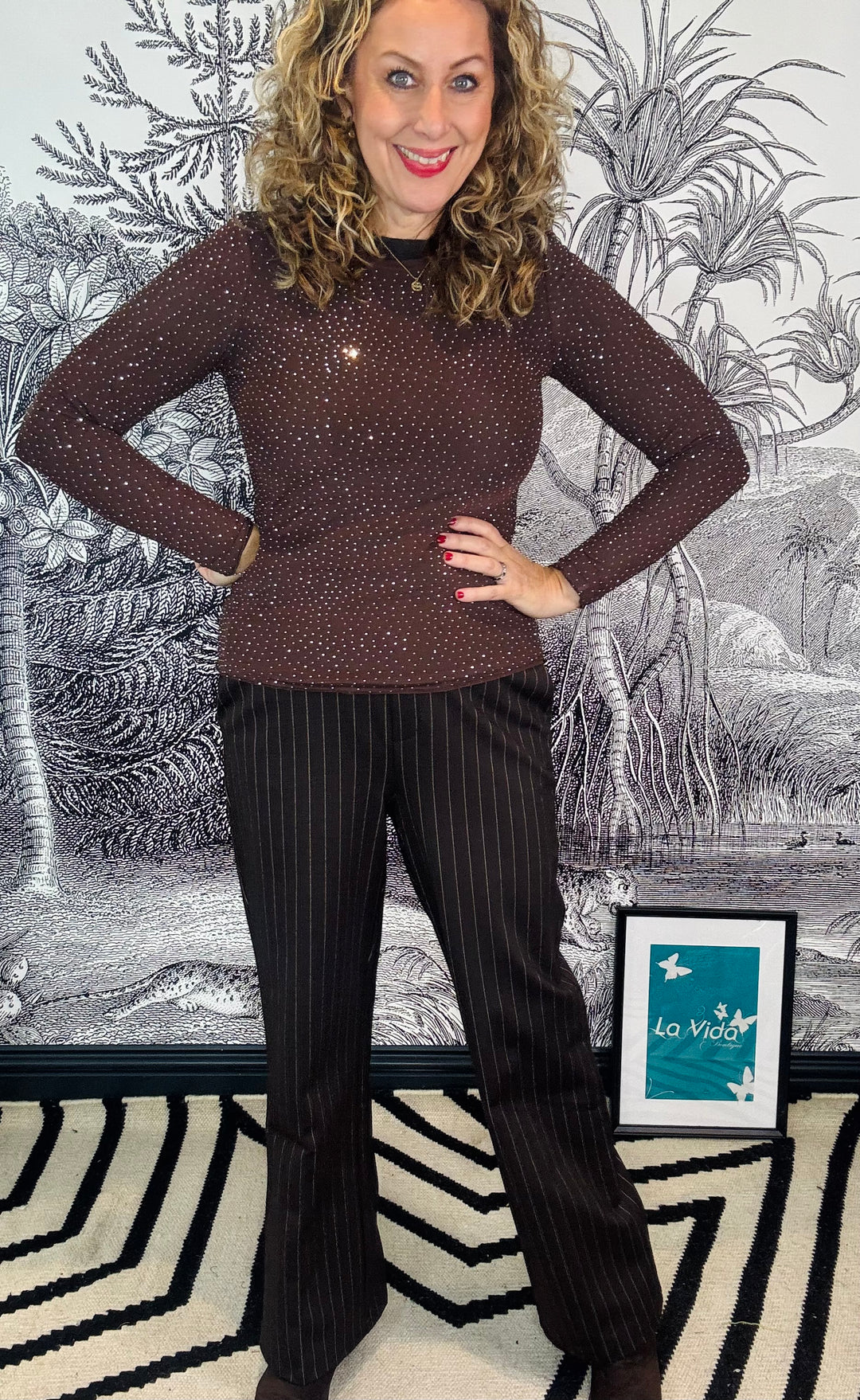 Alexis Best Seller Sparkle Stone Mesh Top