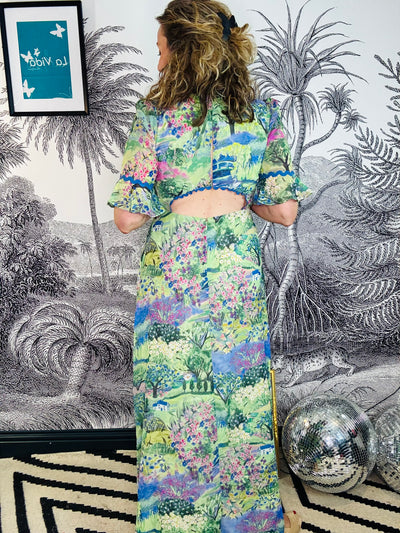 Blake Frill Sleeve Maxi Dress with Split