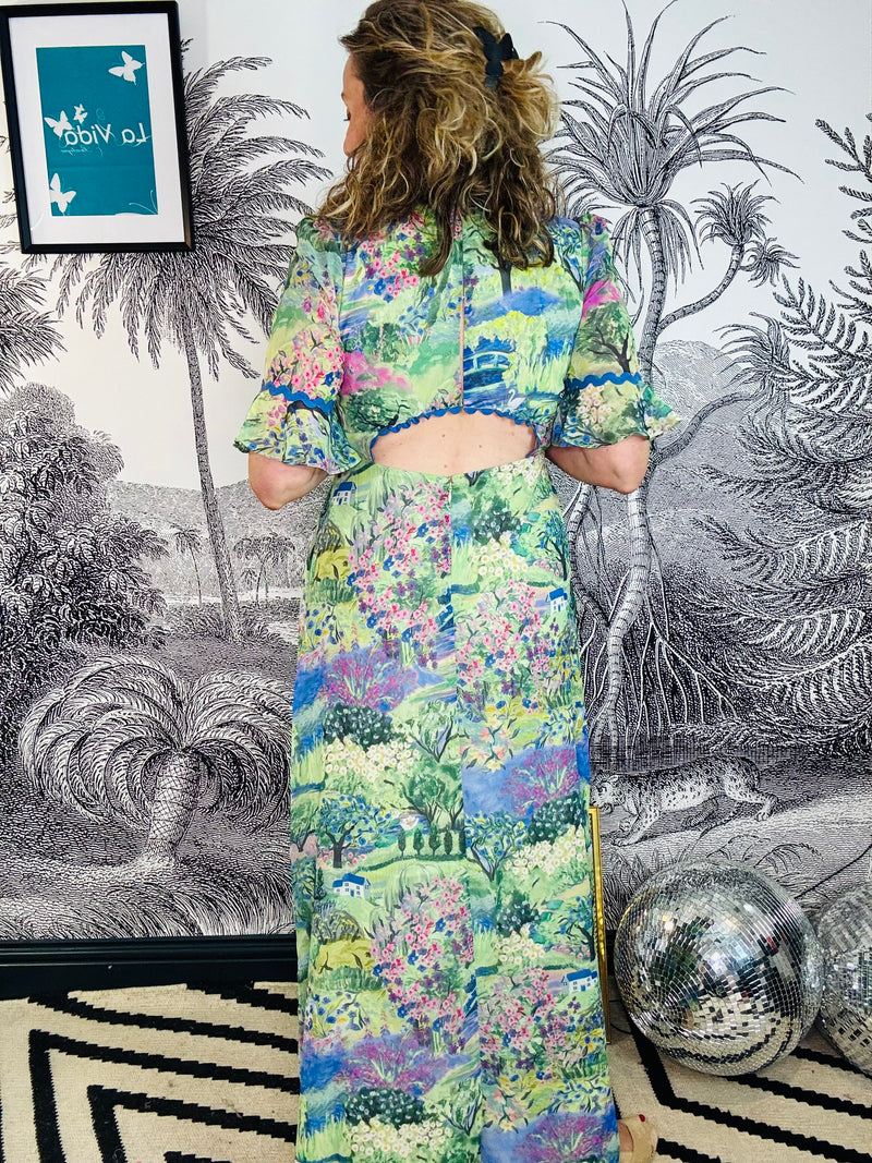 Blake Frill Sleeve Maxi Dress with Split