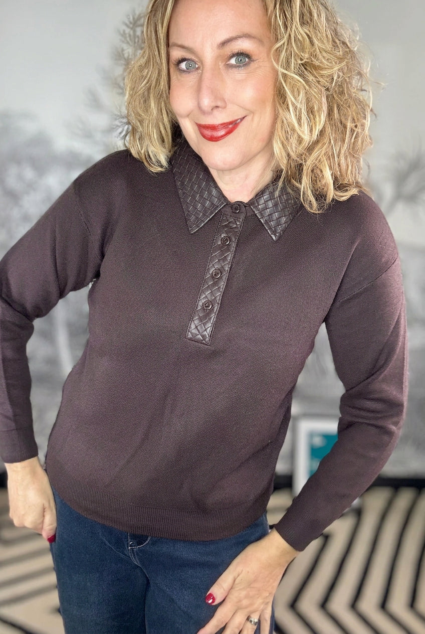 Levana Leather Collar Jumper