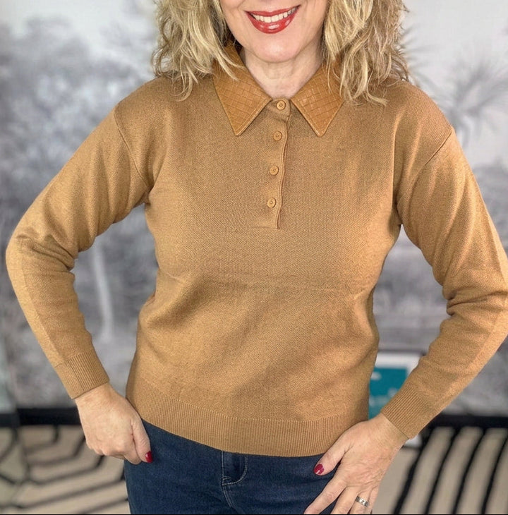Levana Leather Collar Jumper