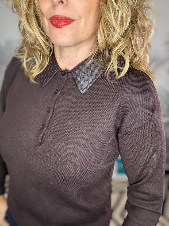 Levana Leather Collar Jumper