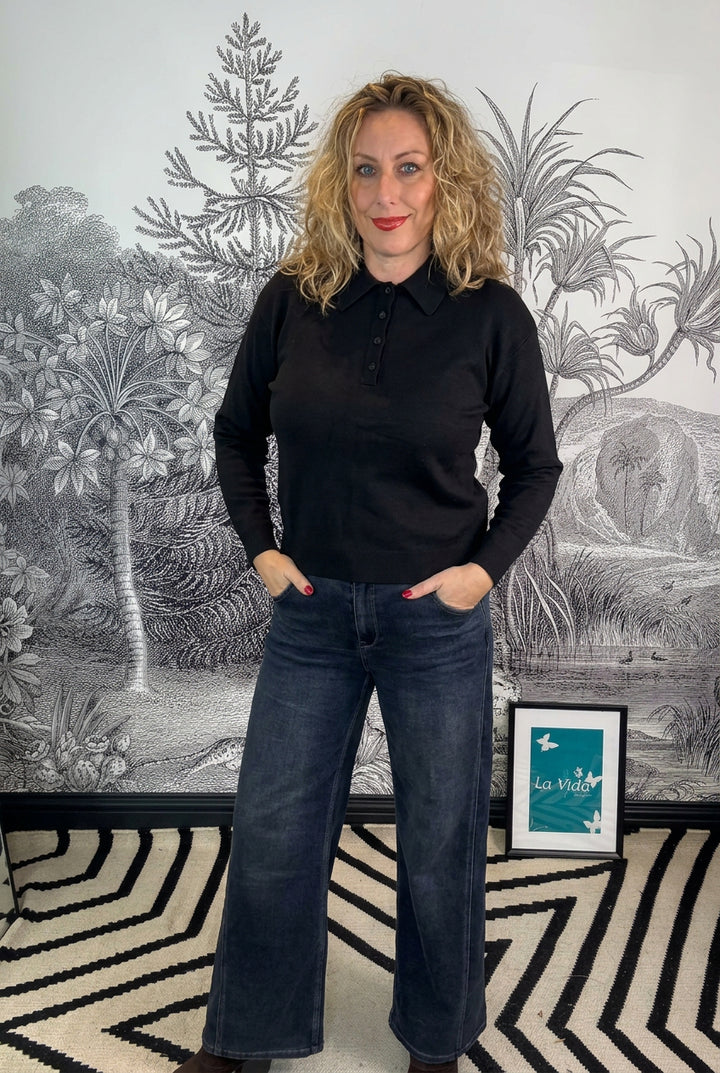 Levana Leather Collar Jumper
