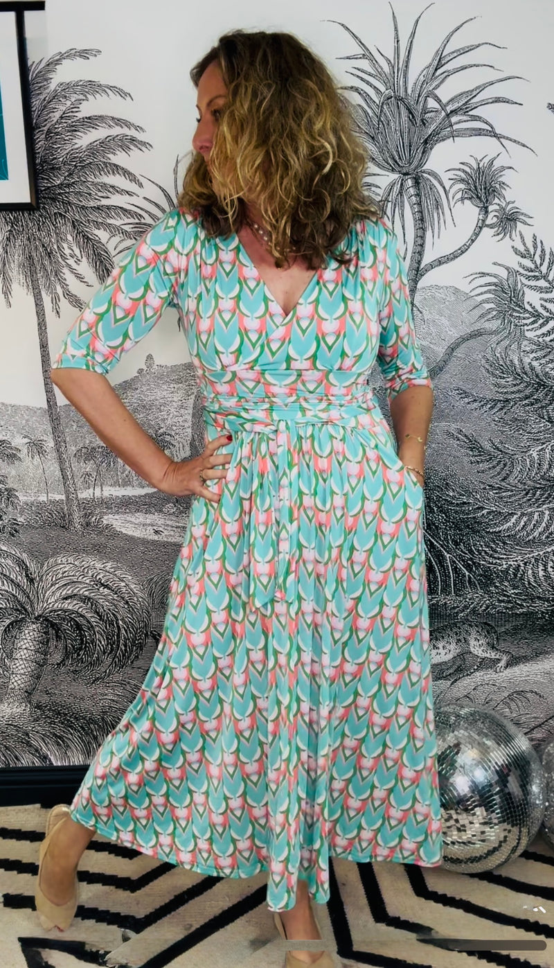 Crawford Midi Dress in Blue Fawcett