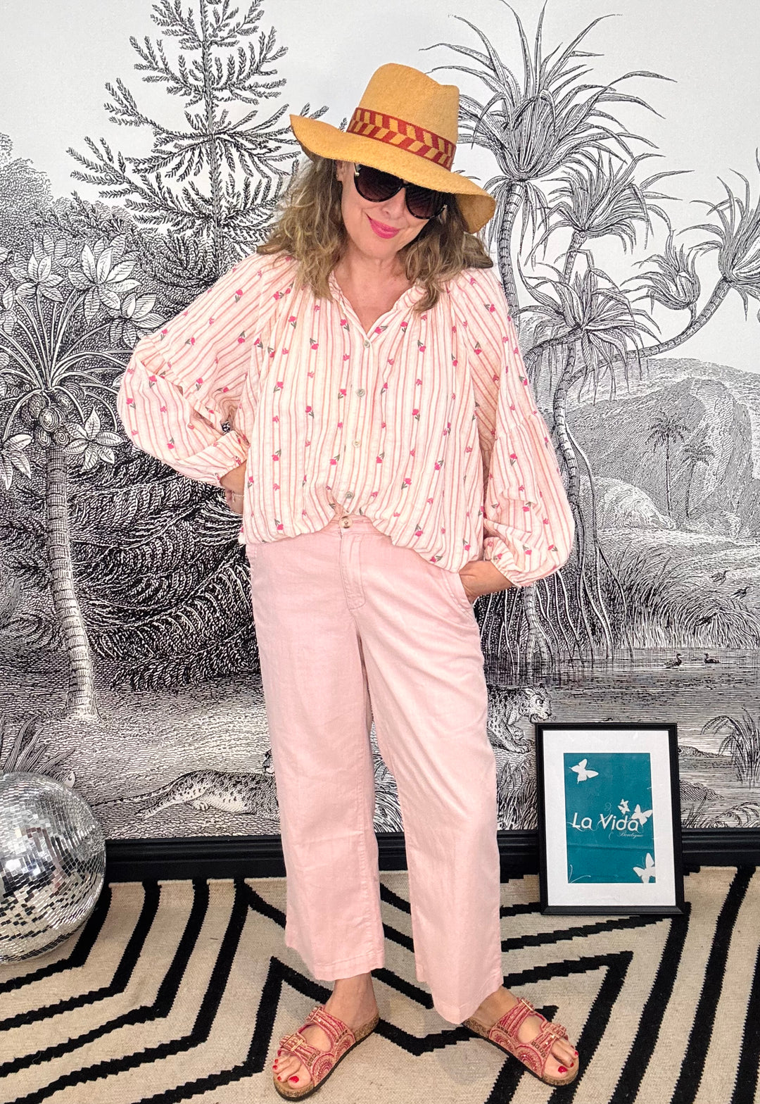 Tulip and Stripe Oversized Cotton Blouse