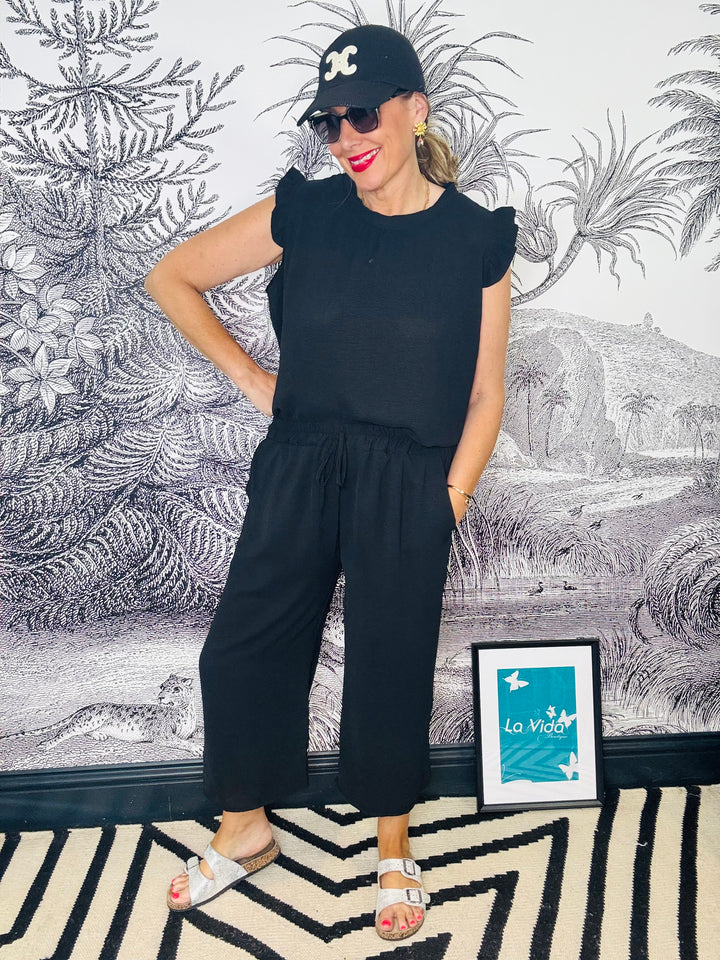 Drew Ruffle Sleeve Top &amp; Culottes Set