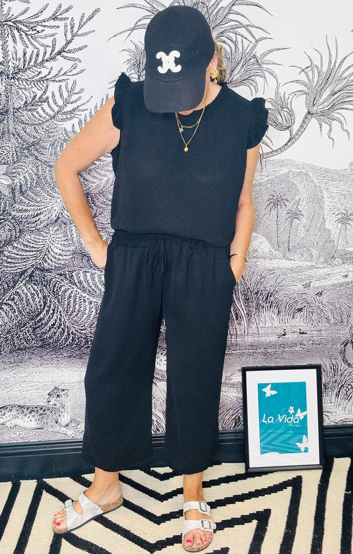 Drew Ruffle Sleeve Top &amp; Culottes Set