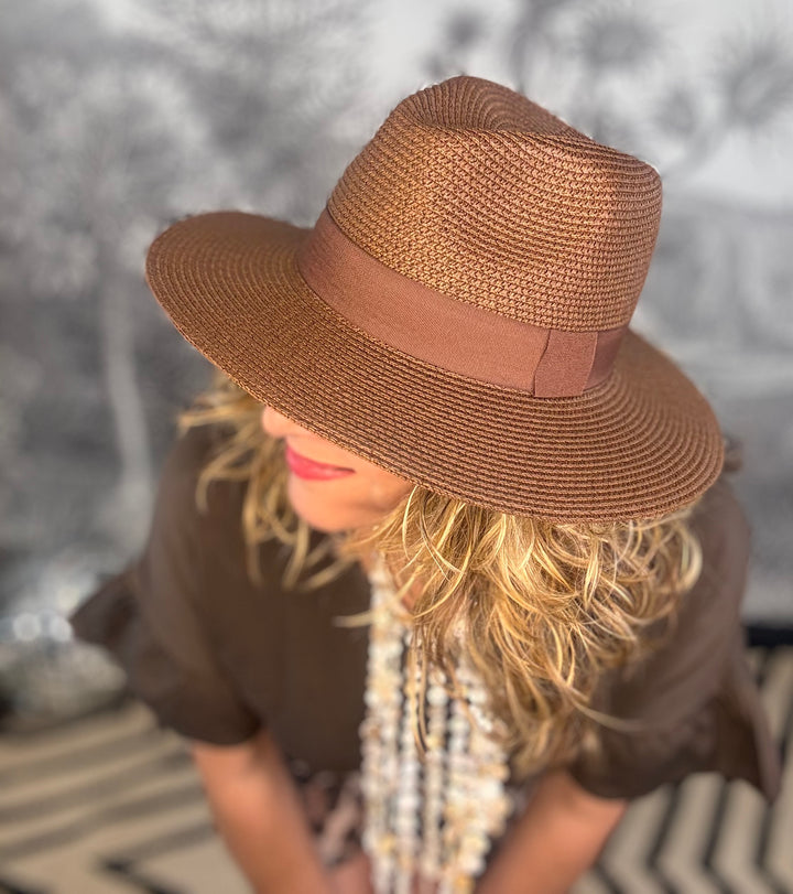 Chocolate Brown Panama Folding Hat