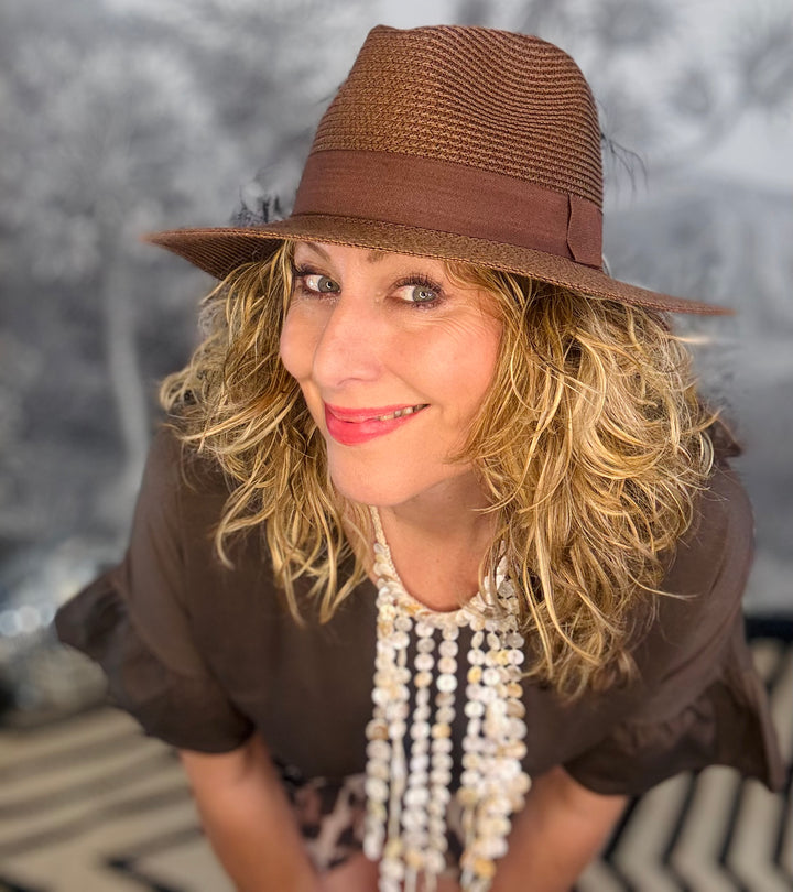 Chocolate Brown Panama Folding Hat
