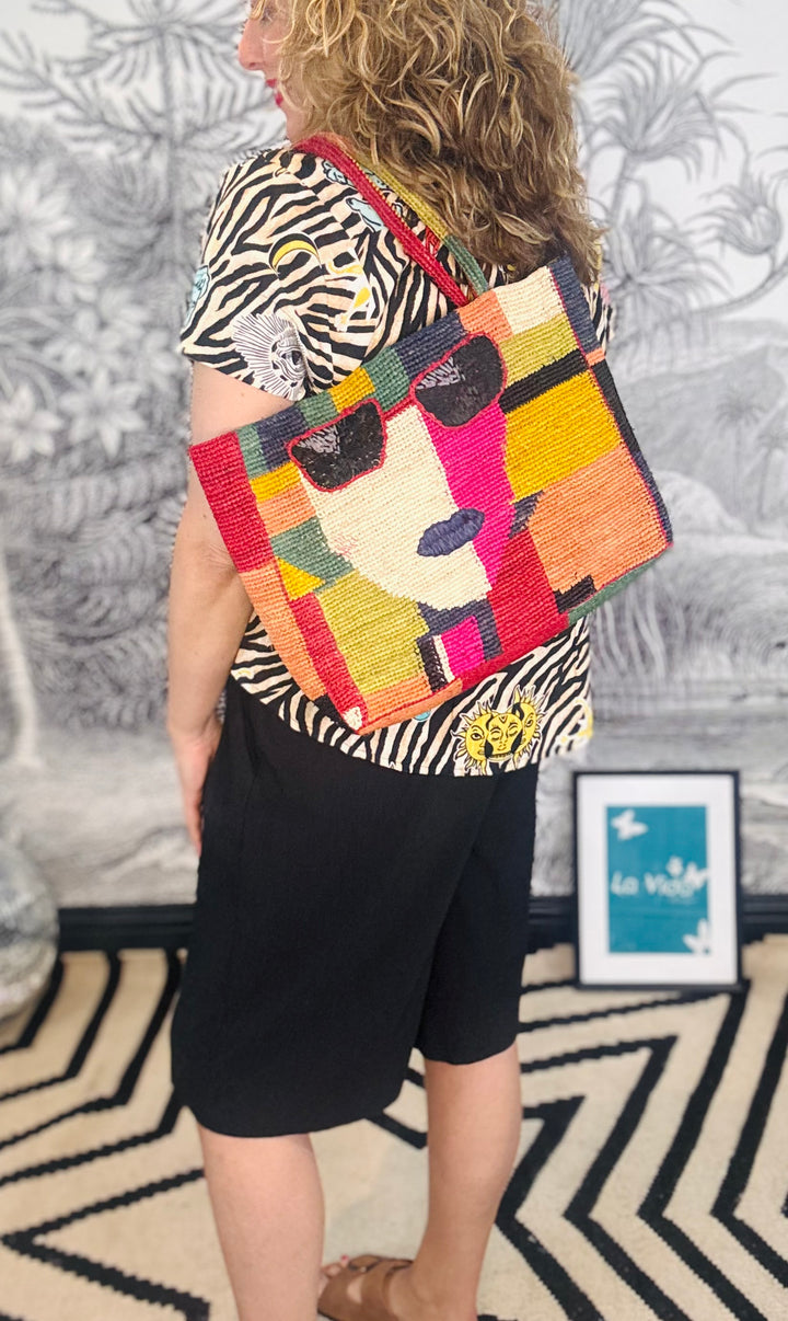 Grace Face Jute Zip Top Bag