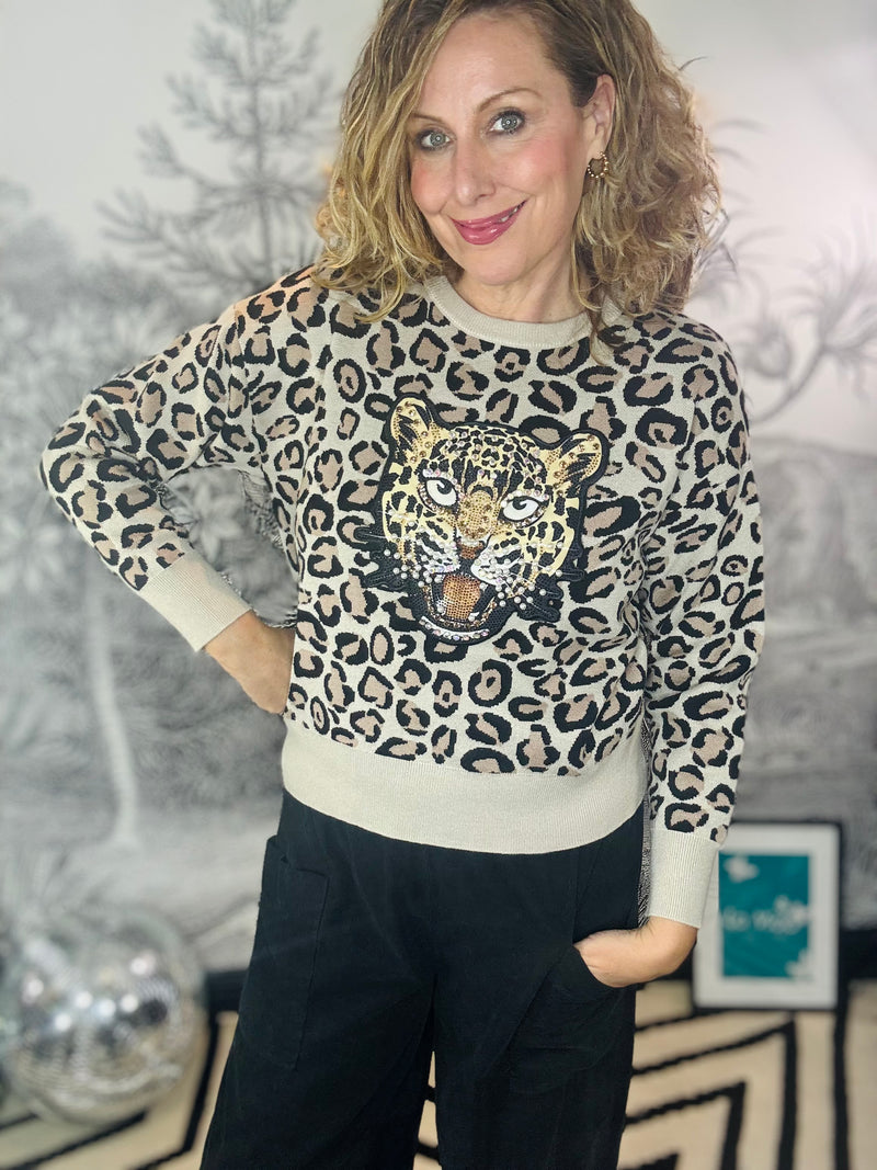 Indy Embellished Leopard Jumper