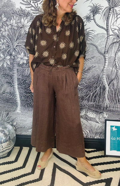 Hannah Wide Leg Linen Trousers