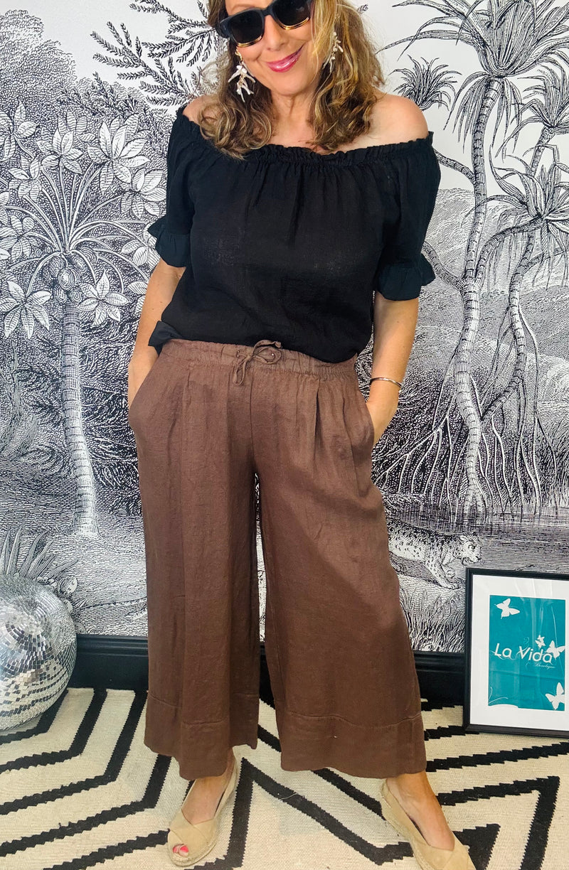 Hannah Wide Leg Linen Trousers
