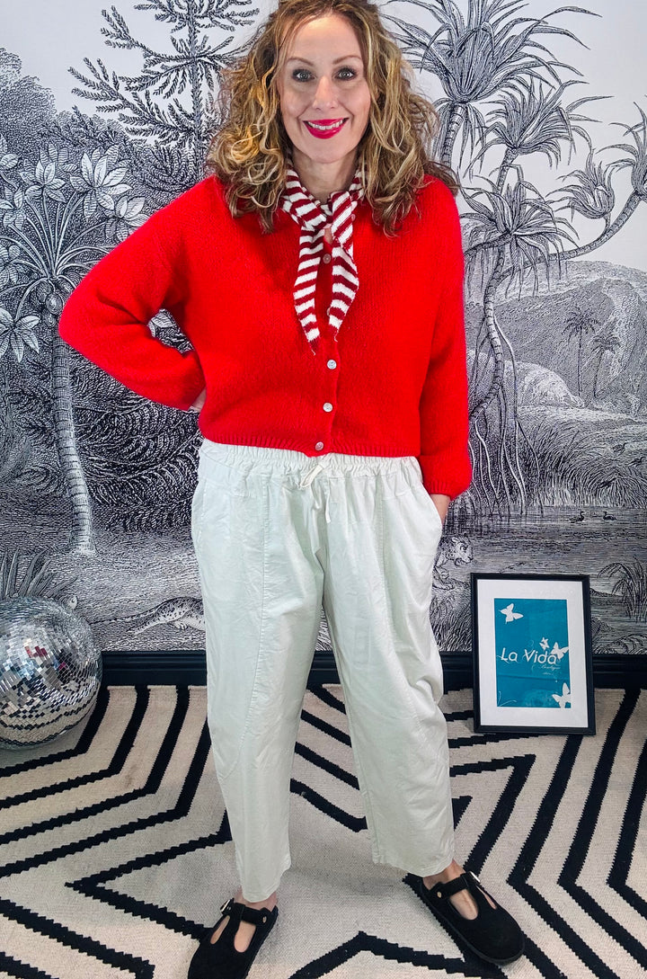 Nancy Pocket Front Barrel Trousers in Cotton Poplin