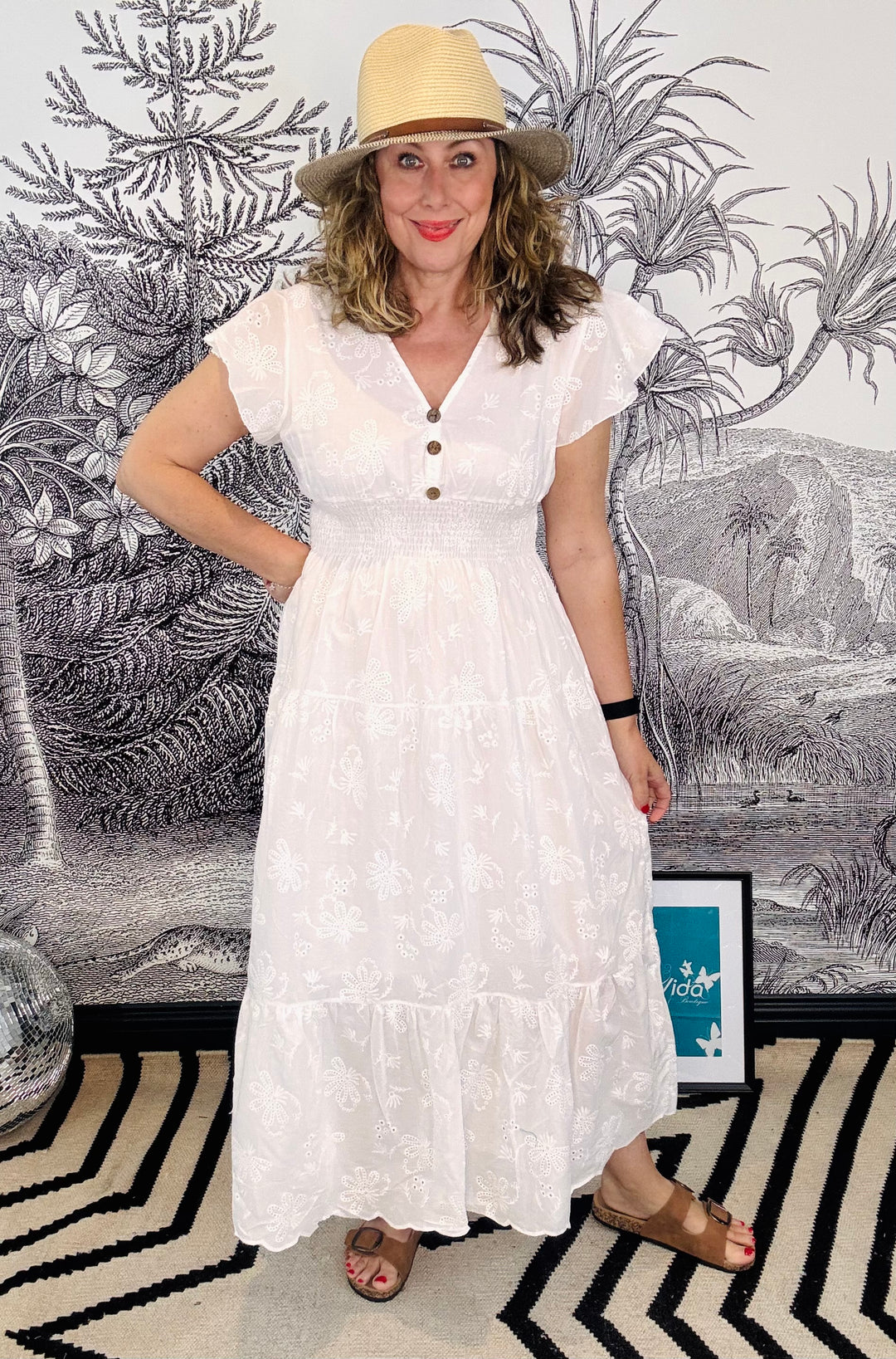 Andratx Broderie Anglaise Angel Sleeve Dress