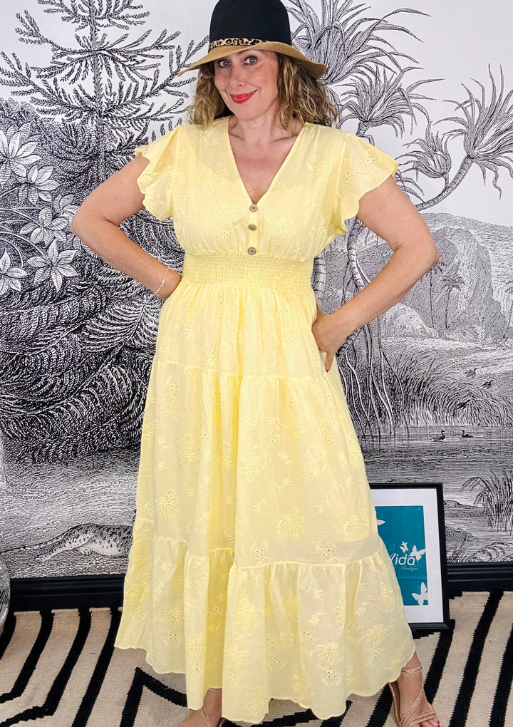 Andratx Broderie Anglaise Angel Sleeve Dress