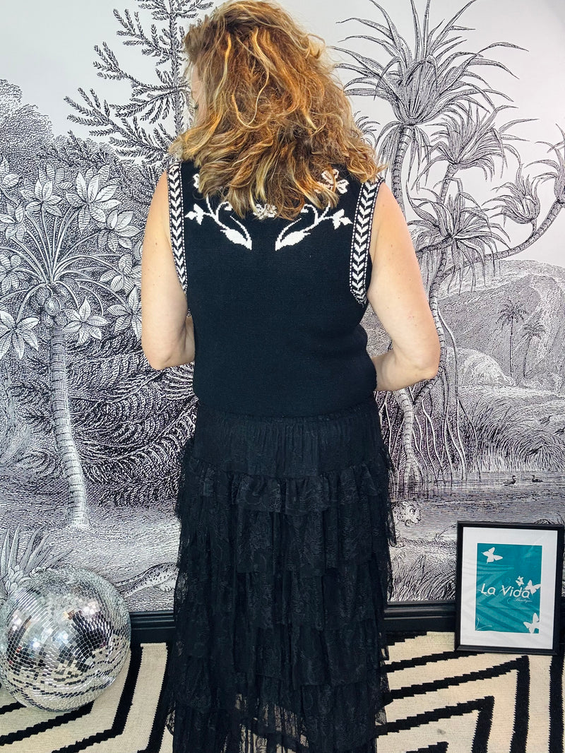 Juno Monochrome Jacquard Knit Gilet