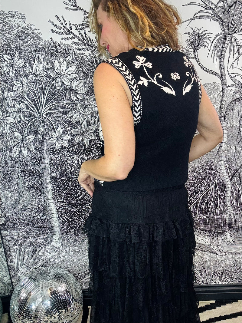 Juno Monochrome Jacquard Knit Gilet