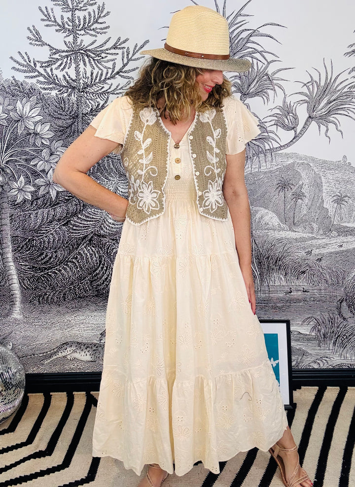 Andratx Broderie Anglaise Angel Sleeve Dress