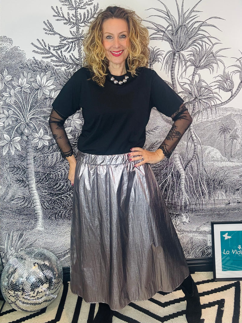 Paiton Metallic Midi Skirt