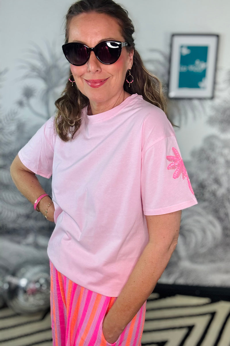 Sequin Palm Sleeve T-Shirt