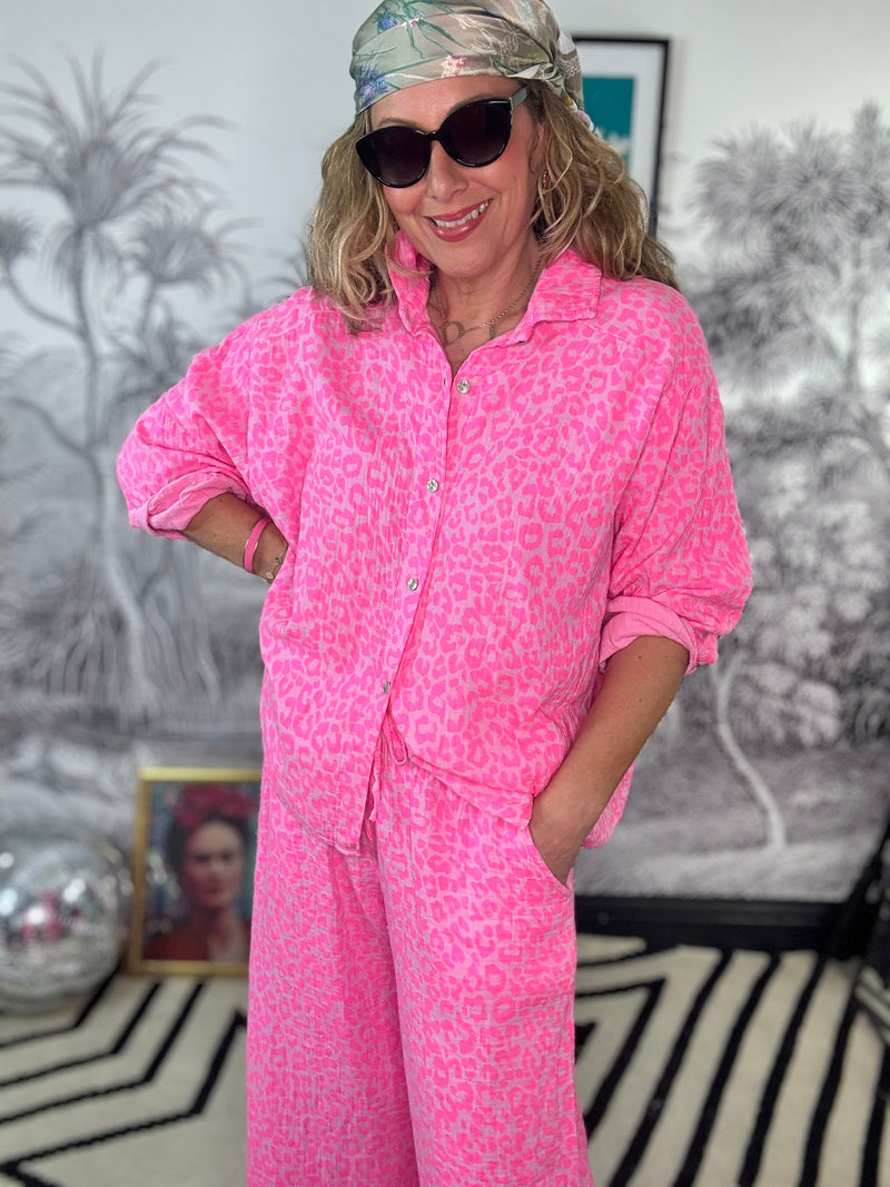 Marbella Cheesecloth Oversized Leopard Shirt