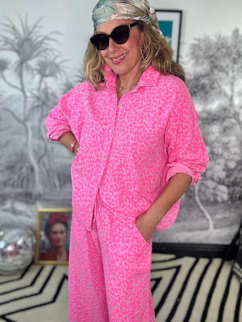 Marbella Cheesecloth Oversized Leopard Shirt