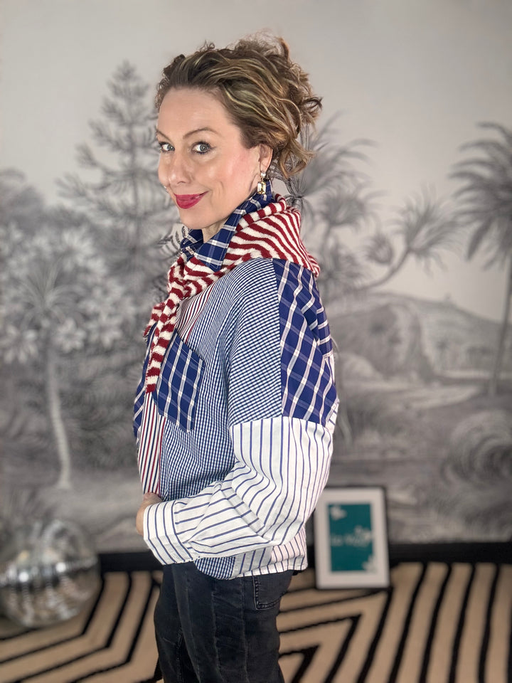 Charlie Checkered &amp; Stripe Patchwork Panel Shirt