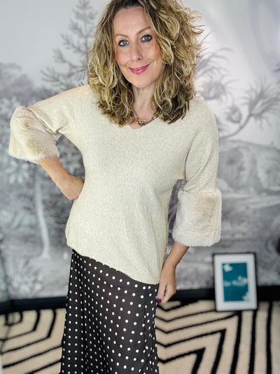 Odell V-Neck Jumper with Faux Fur Trim