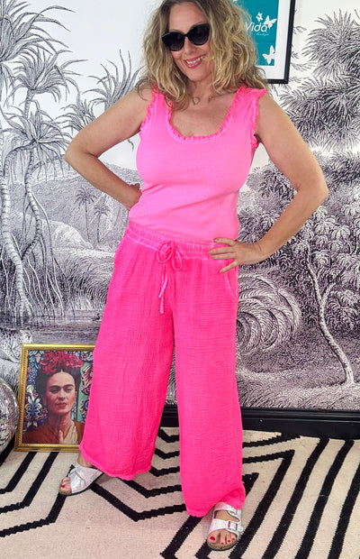 Ibiza Cheesecloth Wide Leg Trousers