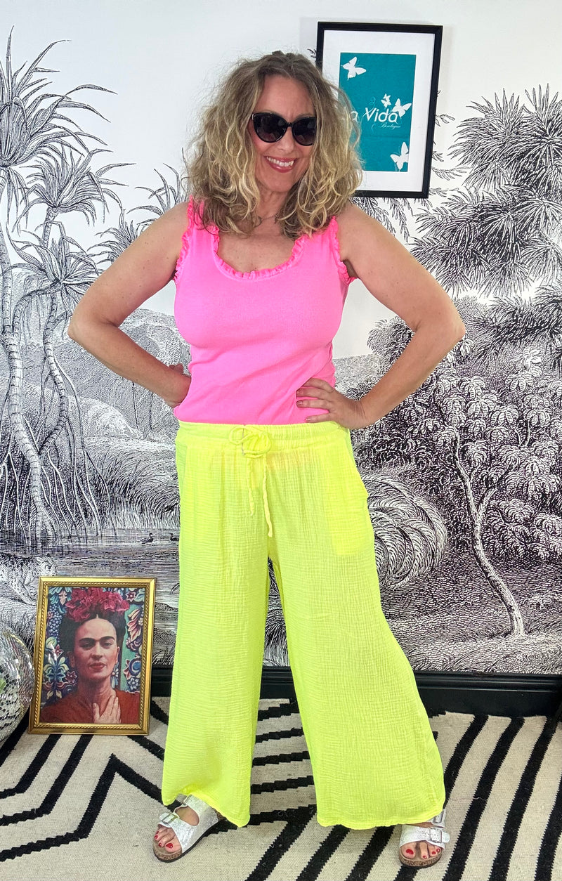 Ibiza Cheesecloth Wide Leg Trousers