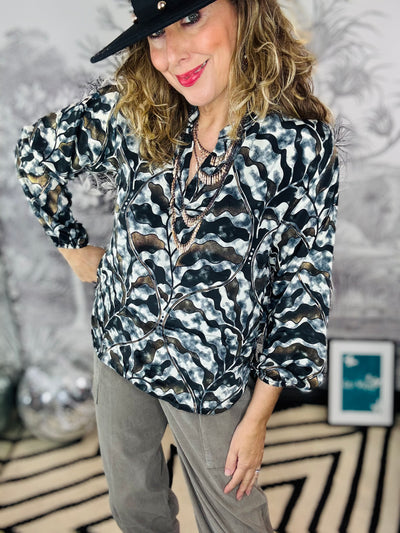 Luna Blouse in Graphite Decor