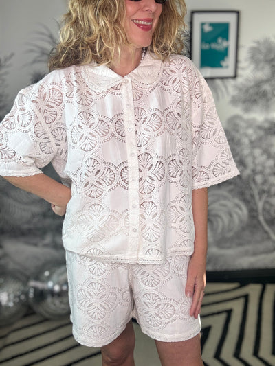 Milos Lace Blouse in Off-White