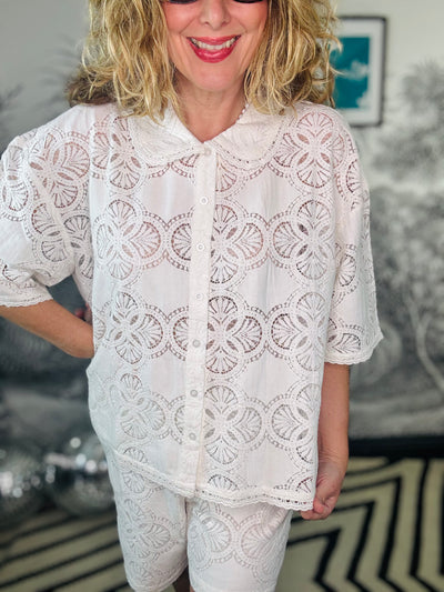 Milos Lace Blouse in Off-White