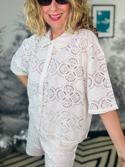 Milos Lace Blouse in Off-White