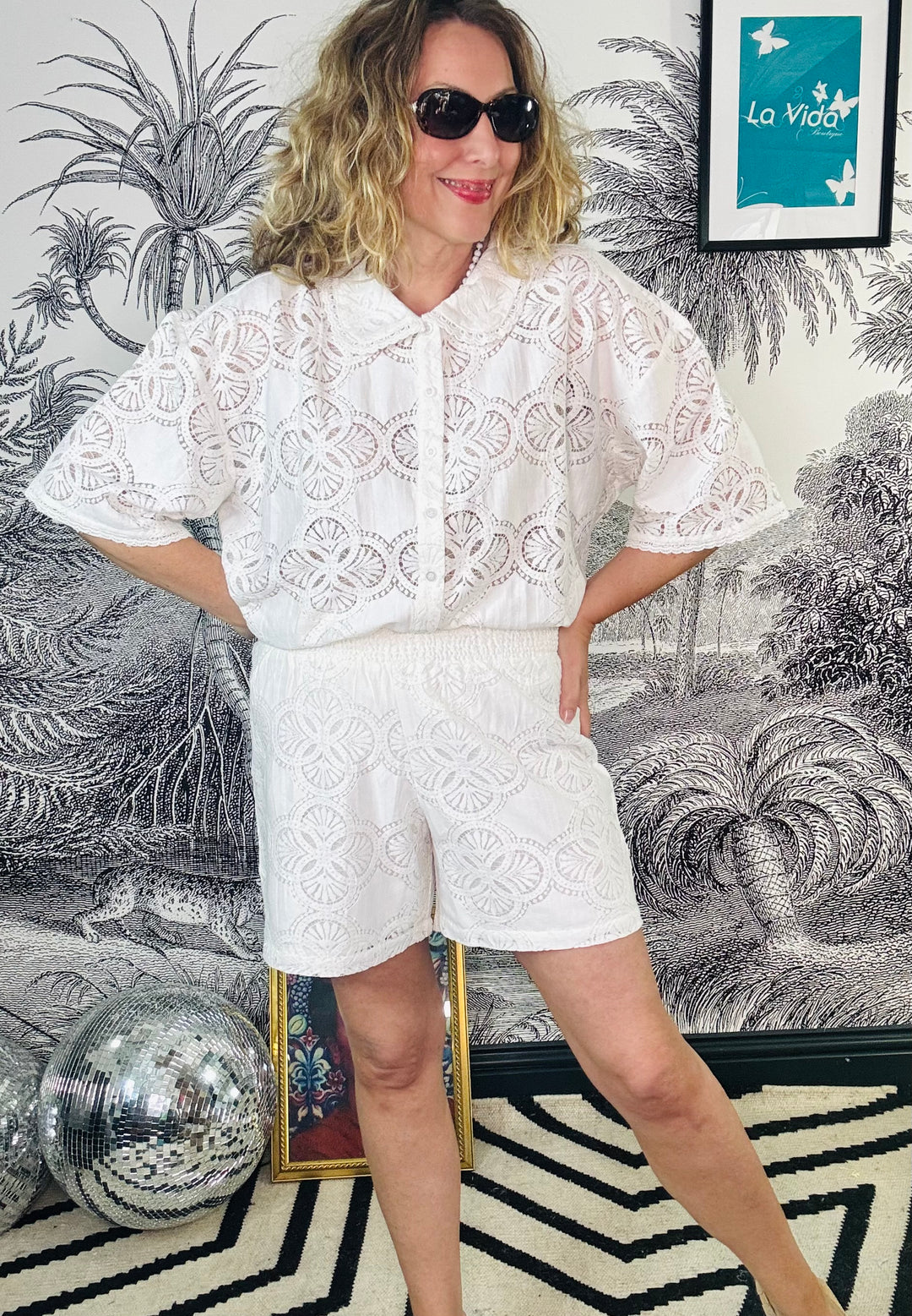 Milos Lace Shorts in Off-White